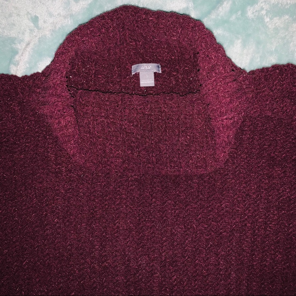 aerie Maroon Turtleneck Sweater